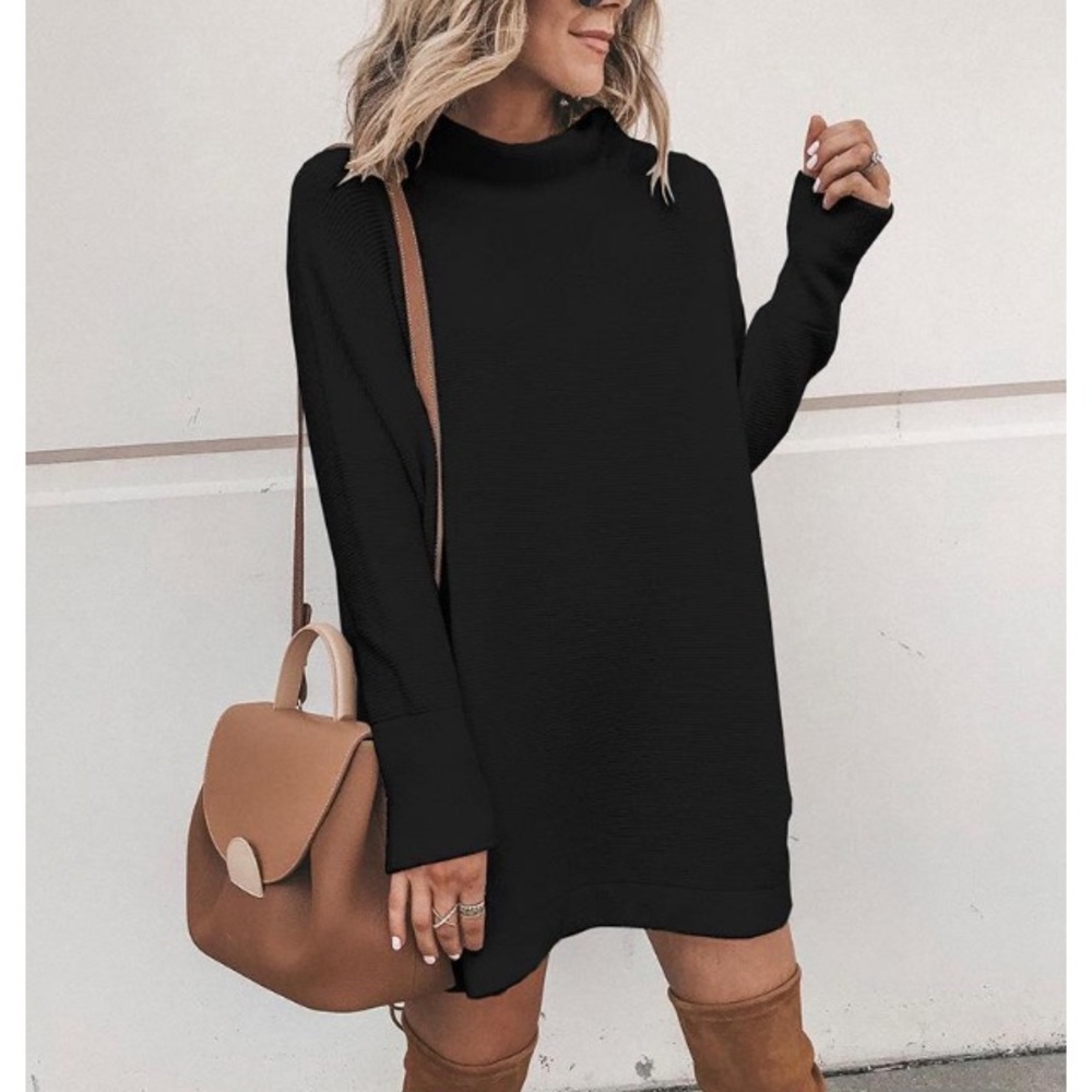 Black Mock Neck Tunic Dress NWOT 🖤